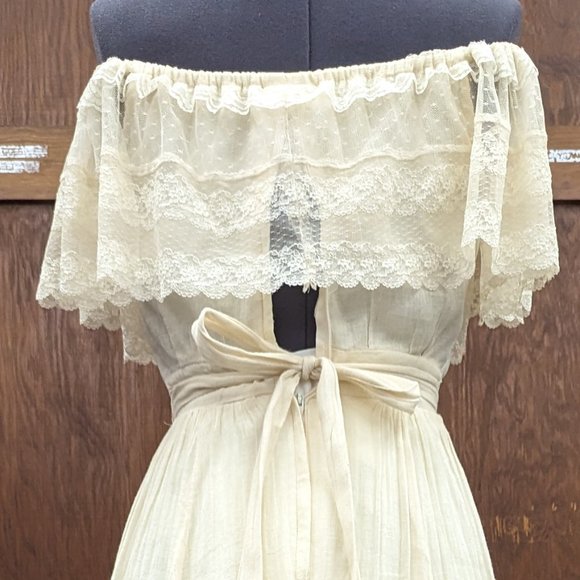 VINTAGE WEDDING - 1970s Vintage Gunne Sax by Jessica McClintock Size 5 Natural - Picture 5 of 15